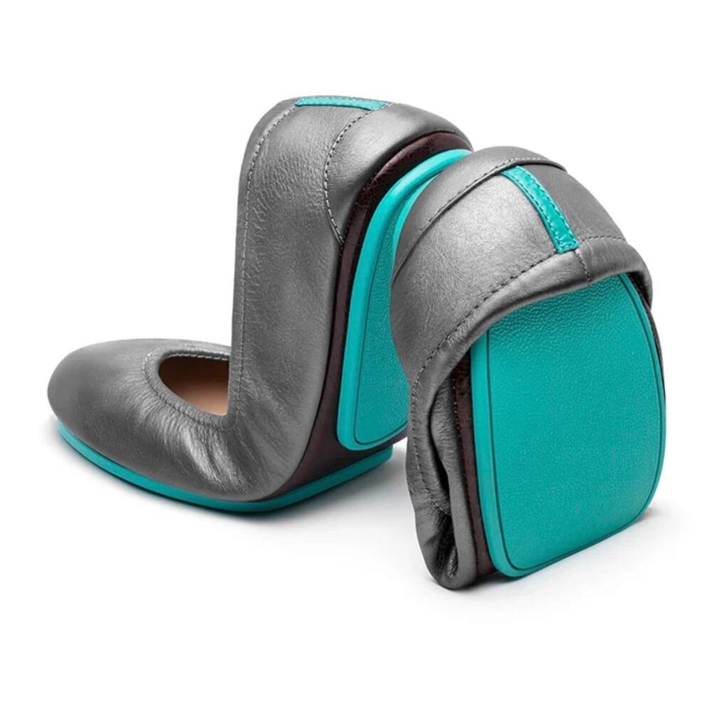 Tieks Metallic Pewter Foldable Ballet Flat size 8